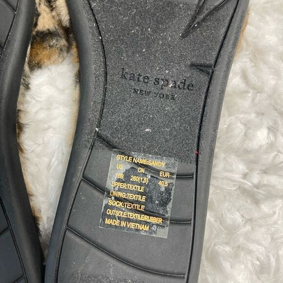 Kate Spade Sandy leopard print faux fur slippers with gold tone accent size 10B - Picture 10 of 10